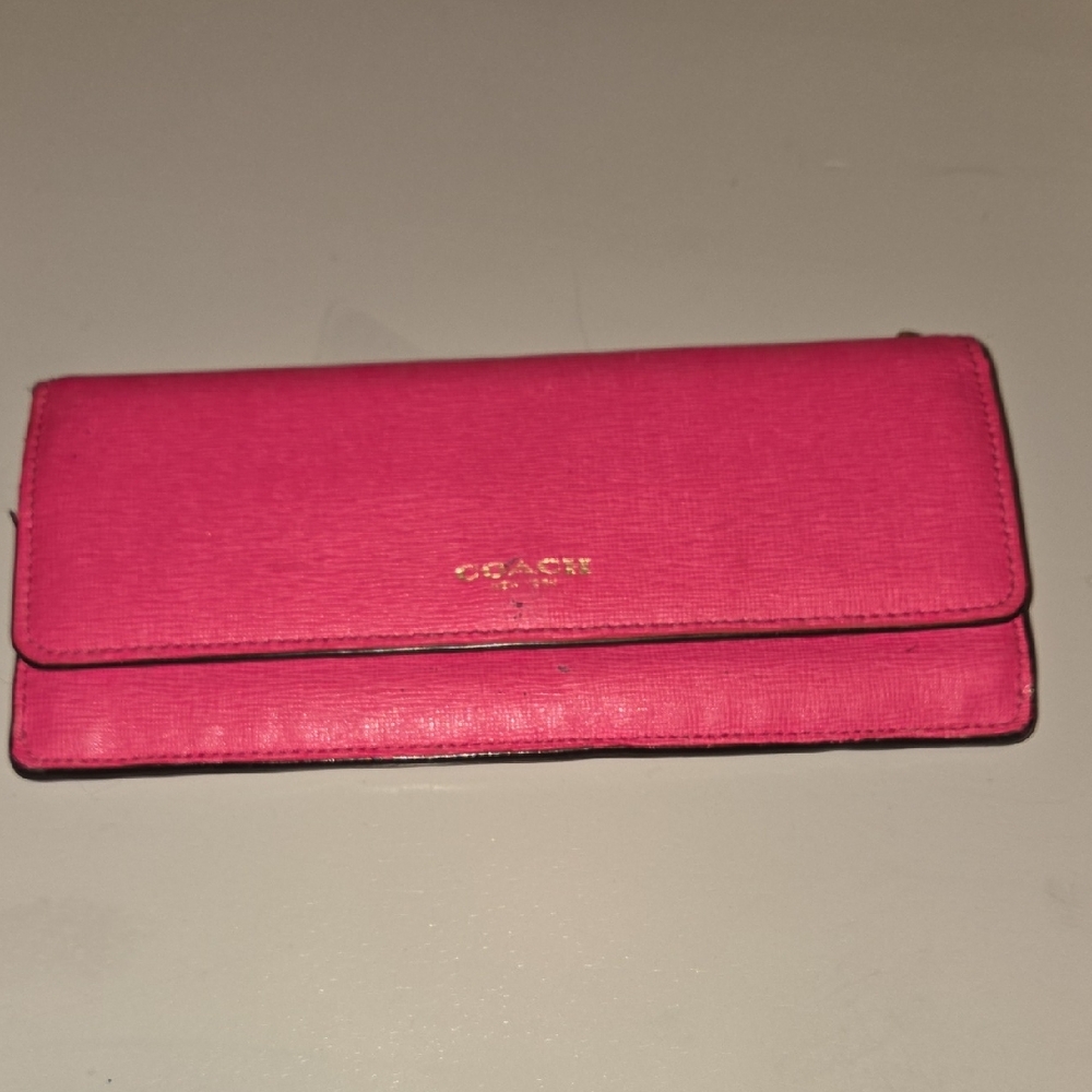 Coach Saffiano Slim Envelope Wallet — Hot Pink